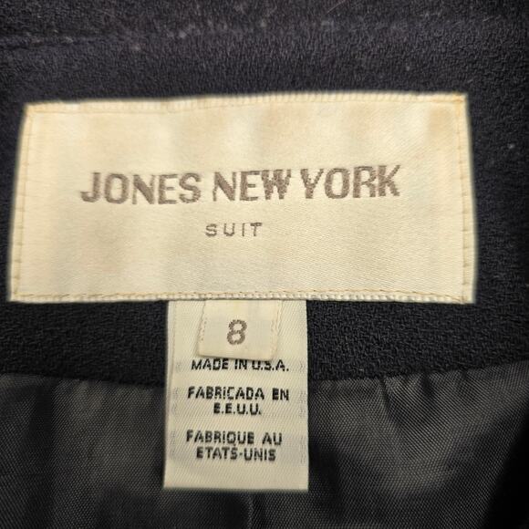 Women's Jones New York Navy Button Down Wool Blazer Jacket - Size 8 - Picture 9 of 12